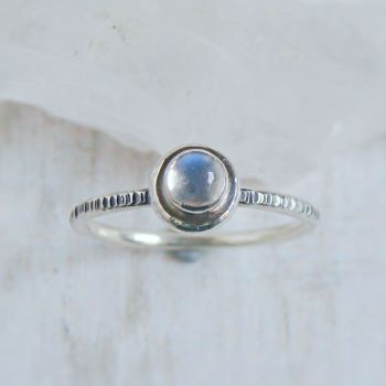 Recycled Sterling Silver Blue Moonstone Pebble Stacking Ring No.1 (size K)