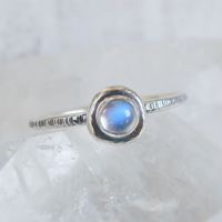 Recycled Sterling Silver Blue Moonstone Pebble Stacking Ring No.2 (size M 1/2)