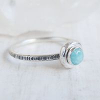 Recycled Sterling Silver Amazonite Pebble Stacking Ring No.1 (size K)
