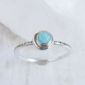 Recycled Sterling Silver Amazonite Pebble Stacking Ring No.2 (size M 1/2)