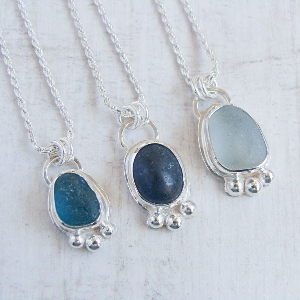 Custom Order for Christina - balance for 3 x sea glass pendants