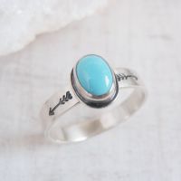 Sterling Silver Turquoise & Stamped Arrow Stacking Ring