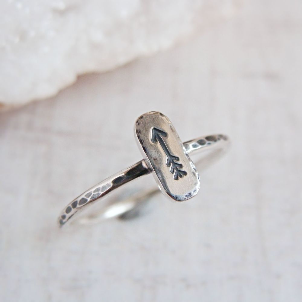 Sterling Silver Stamped Arrow Stacking Ring