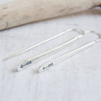 Sterling Silver Single Arrow Stamped Long Bar Earrings
