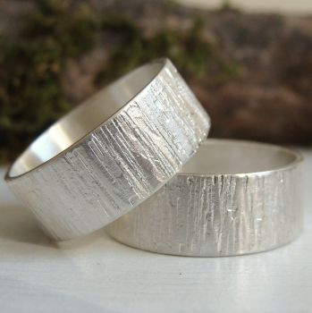 For Margaret - Sterling Silver Woodland Bark Texture Ring