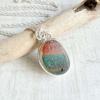 Custom Rainbow Sea Glass Pendant for Helen