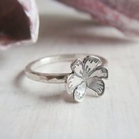 Sterling Silver Stamped Hibiscus Stacking Ring