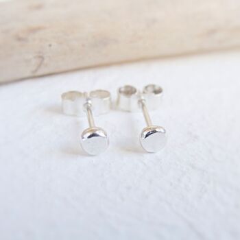 Recycled Sterling Silver Tiny Pebble Stud Earrings