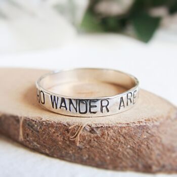 Not All Who Wander Are Lost Sterling Silver Stacking Band Ring