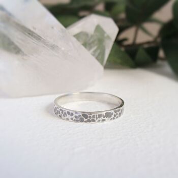 Oxidised Sterling Silver Hammered Ring Band