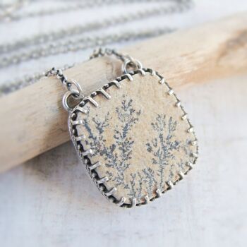 Dendritic Sandstone Sterling Silver Pendant Necklace
