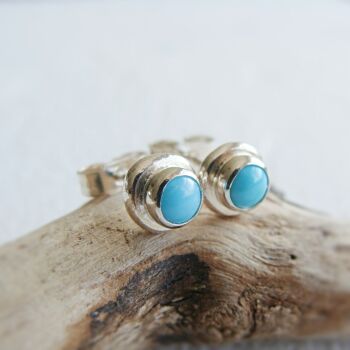 Recycled Sterling Silver Turquoise Pebble Stud Earrings