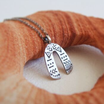 Sterling Silver Patterned Arch Pendant Necklace