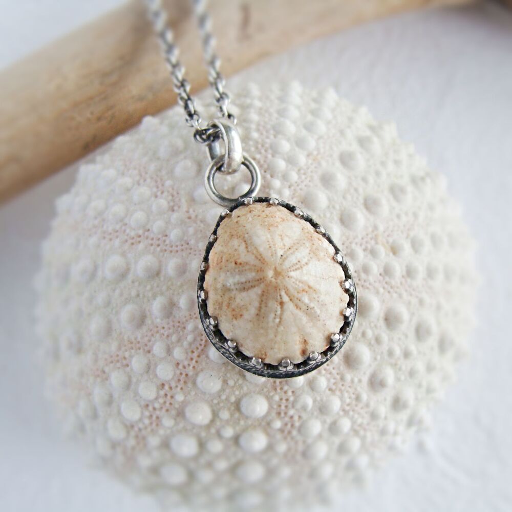 Sterling Silver Fossilised Sea Urchin Specimen Pendant Necklace