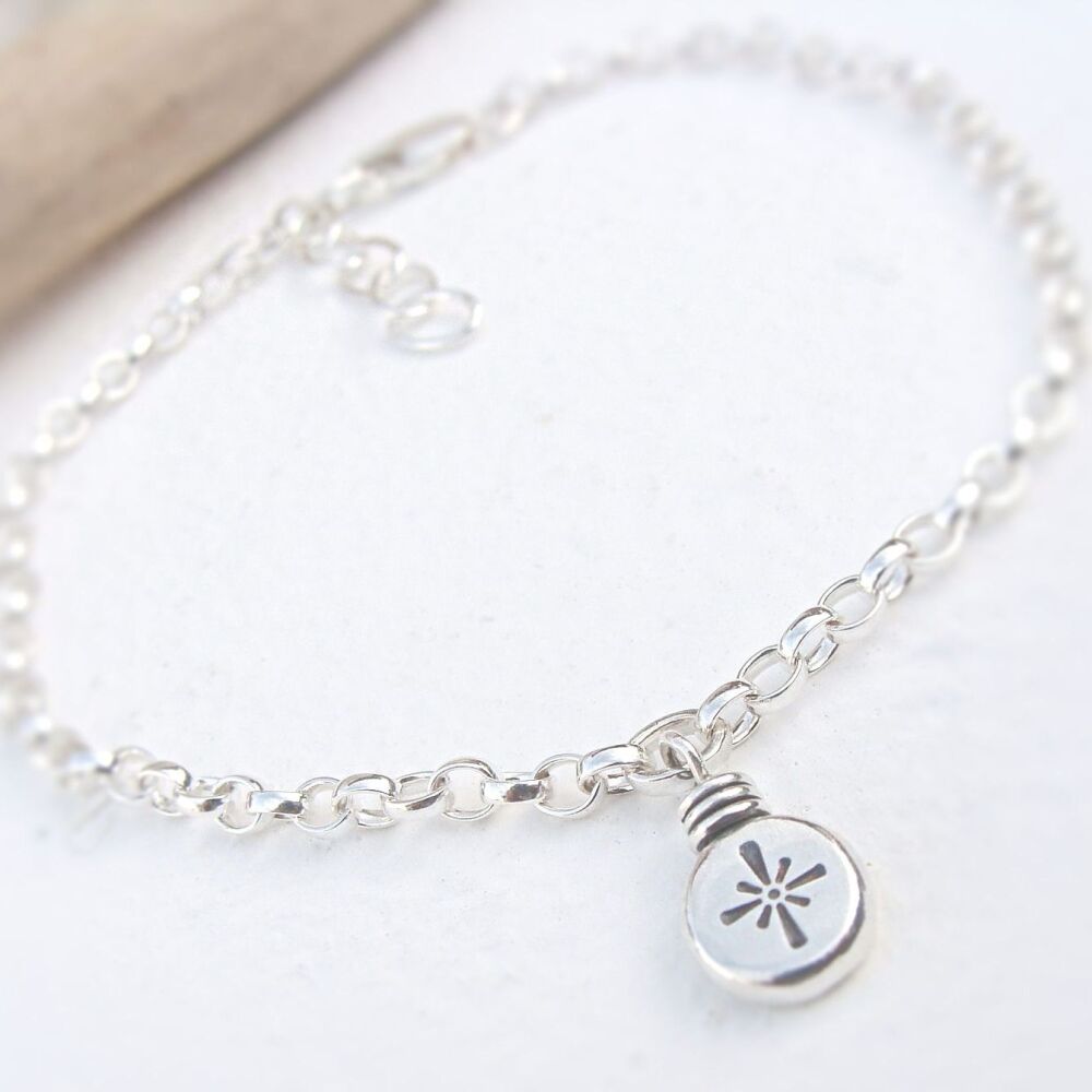 Sterling Silver Winter Star Pebble Charm Bracelet