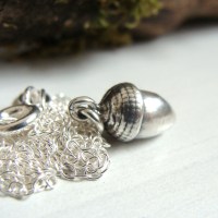 Mighty Oaks From Little Acorns Grow Oxidised Sterling Silver Acorn Charm Necklace