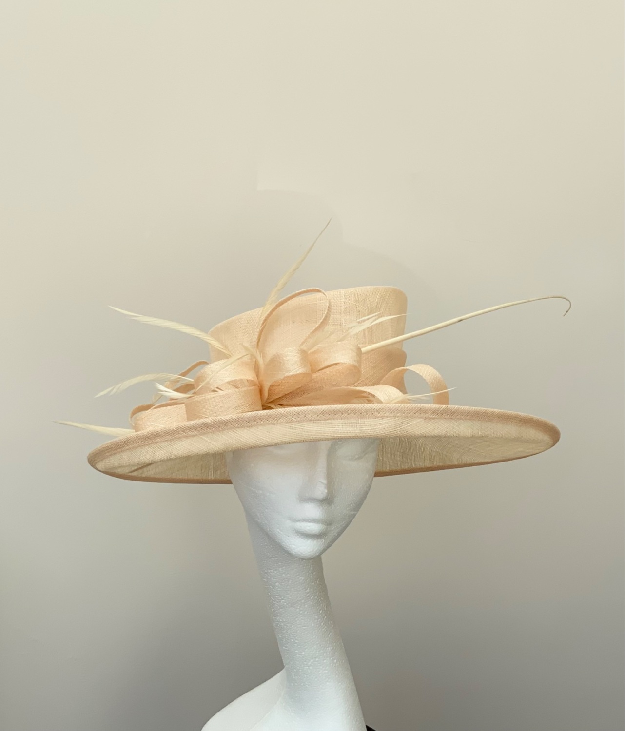 Peach apricot wedding hat ah1
