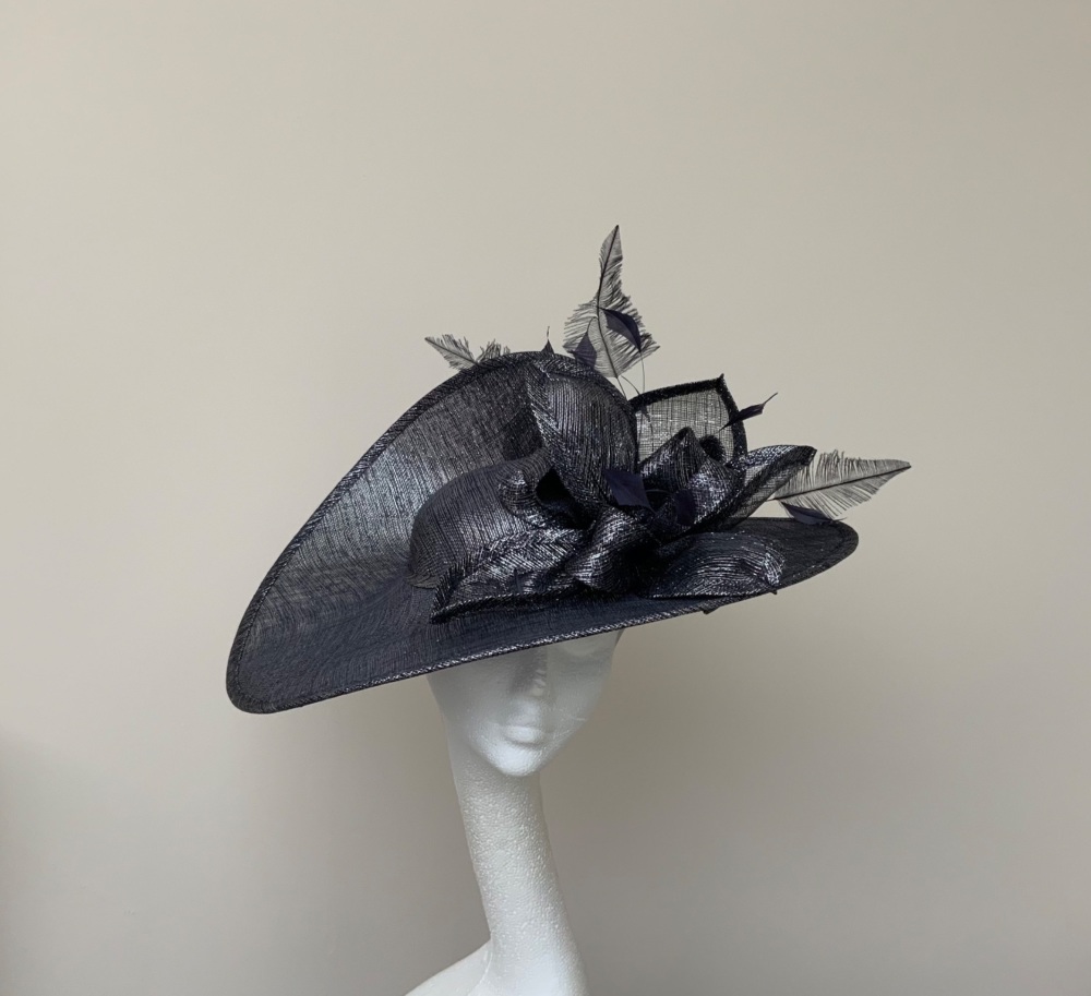 Navy Blue Shimmer Large Saucer Hatinator Hat