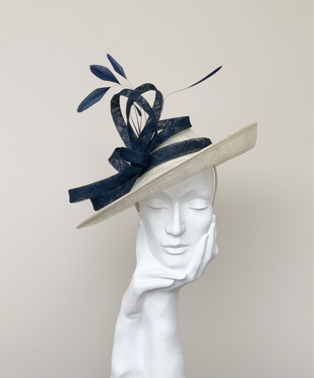 Cream and Navy Hatinator Hat