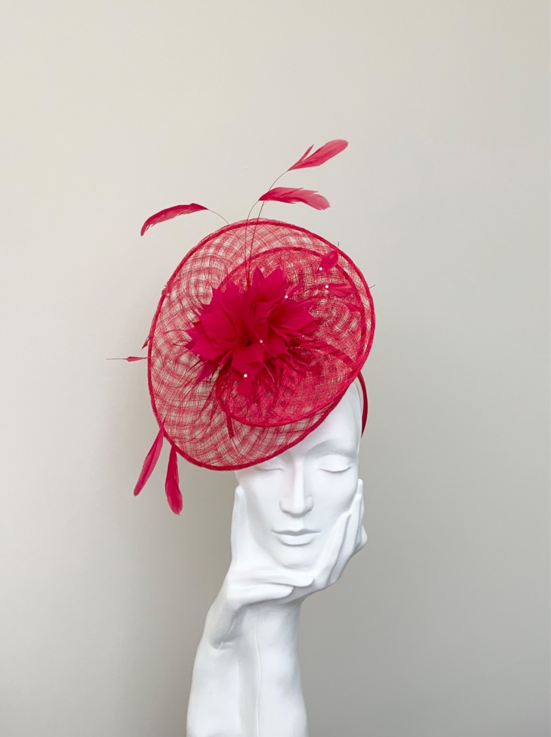 Bright Red Disc Fascinator