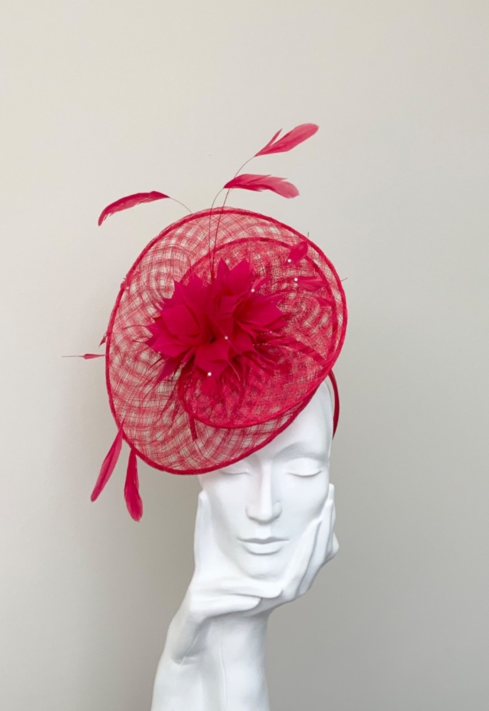 Bright Red Disc Fascinator