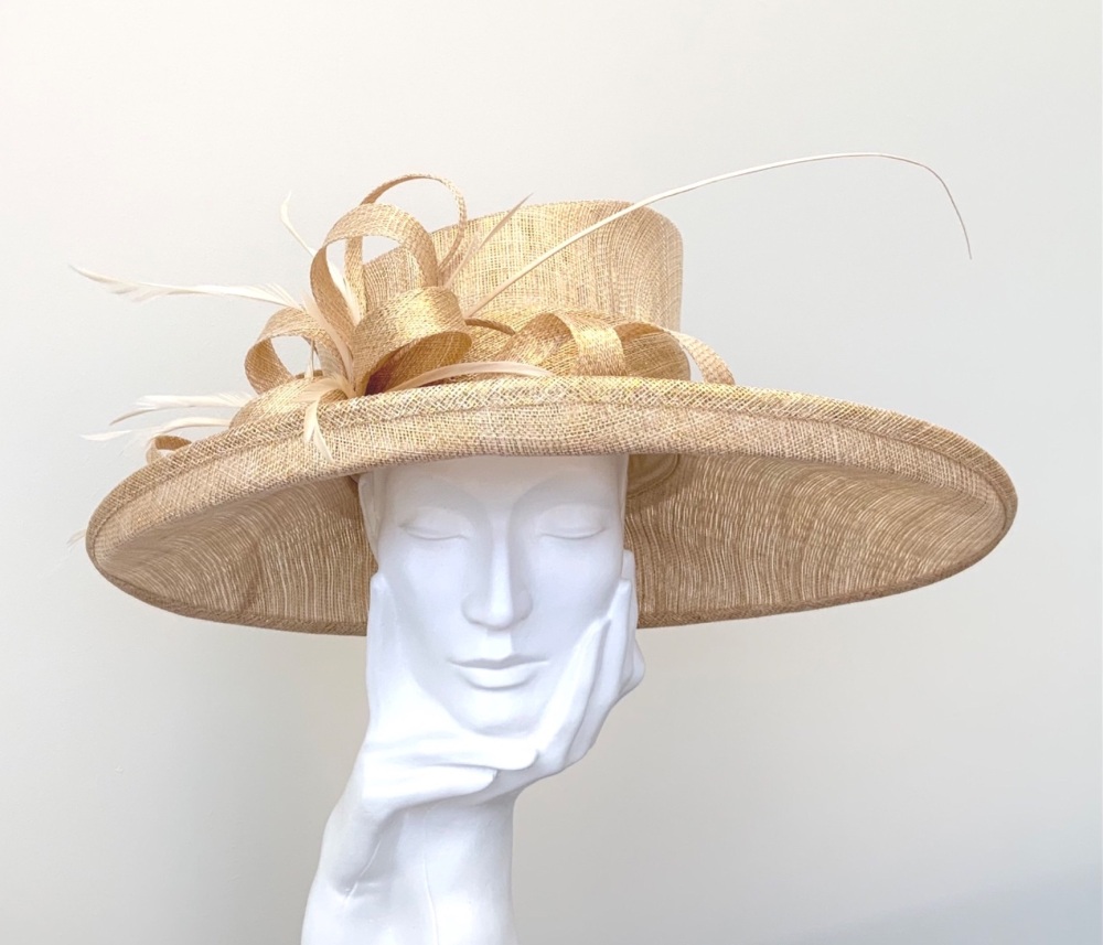 Metallic (Sparkly) Gold Large Wedding Occasion Hat