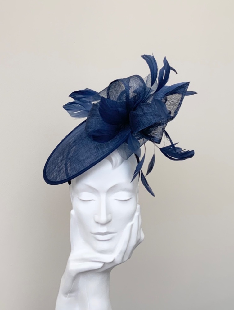 Light Navy Oval Saucer Fascinator
