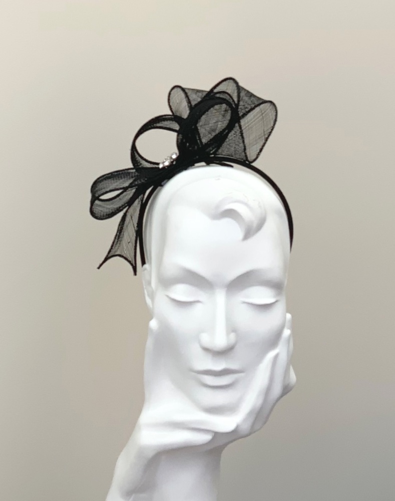 Black Contemporary Looped Sinamay Fascinator