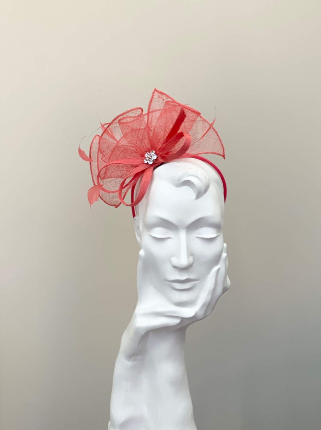 Tangerine Orange Ruffled Sinamay Fascinator