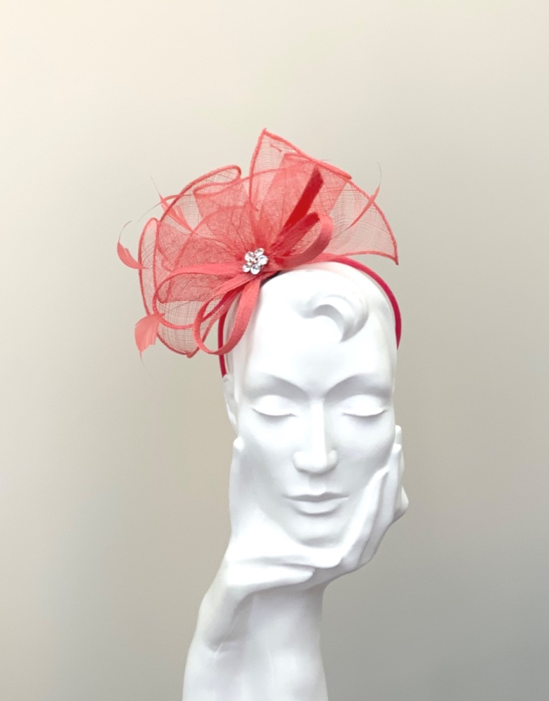Tangerine Orange Waved Plume Fascinator