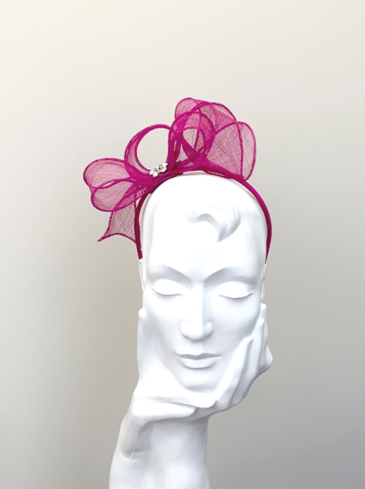 Magenta Contemporary Looped Sinamay Fascinator