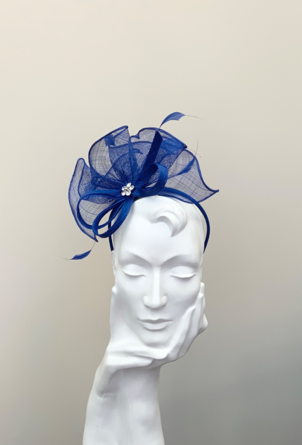 Royal Blue Ruffled Sinamay Fascinator