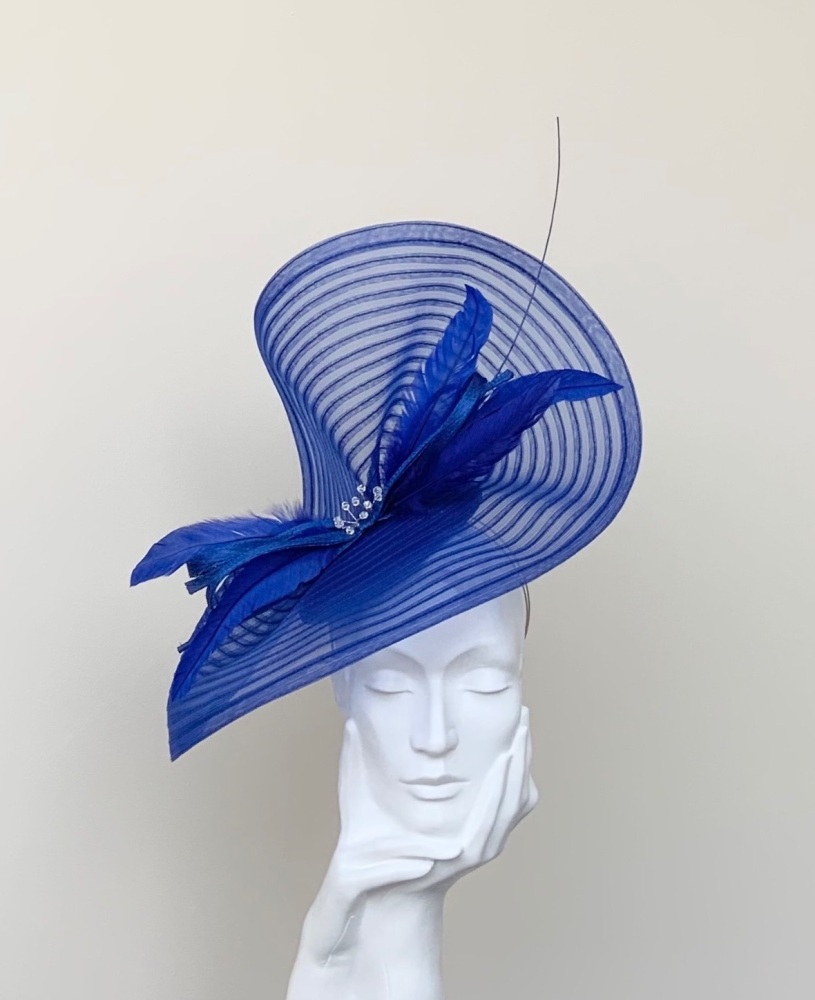 Cobalt Blue Royal Blue Very Large Crin Saucer Wedding Occasion Hatinator