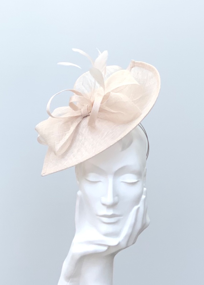 Iced Beige Asymmetric Saucer Fascinator