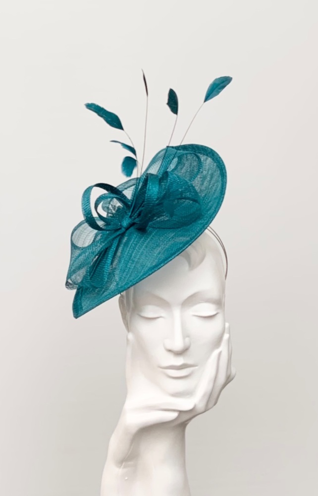Teal Asymmetric Saucer Fascinator