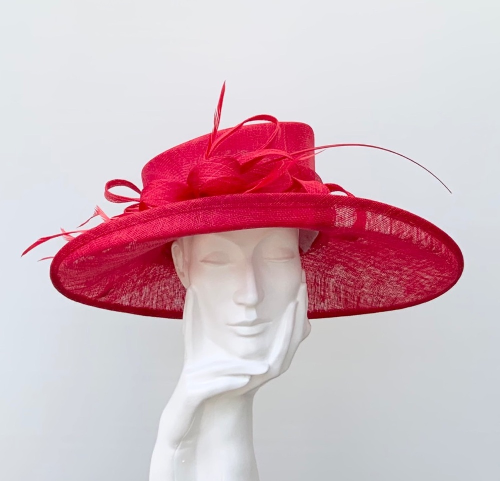 Poppy Red / Bright Red Wedding Occasion Hat