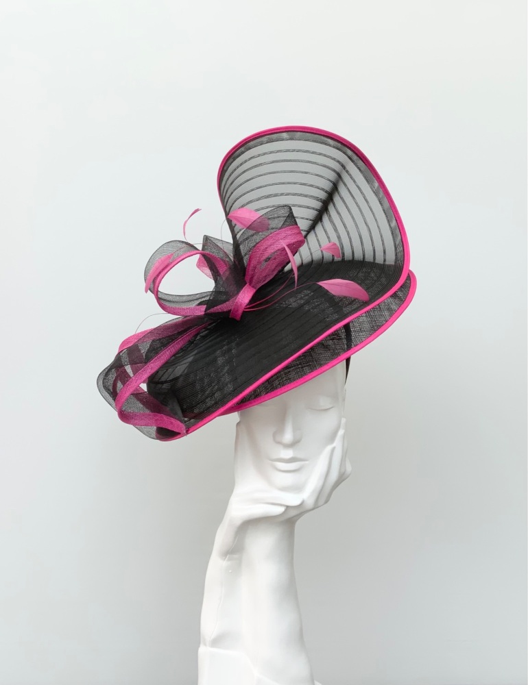 Black & Fuschia Large Hatinator Hat by Snoxell Gwyther