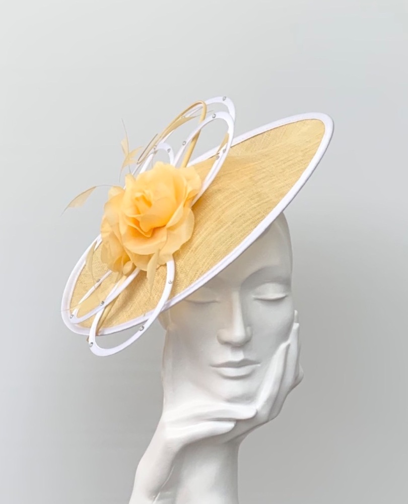 Deep Yellow and White Medium Fascinator