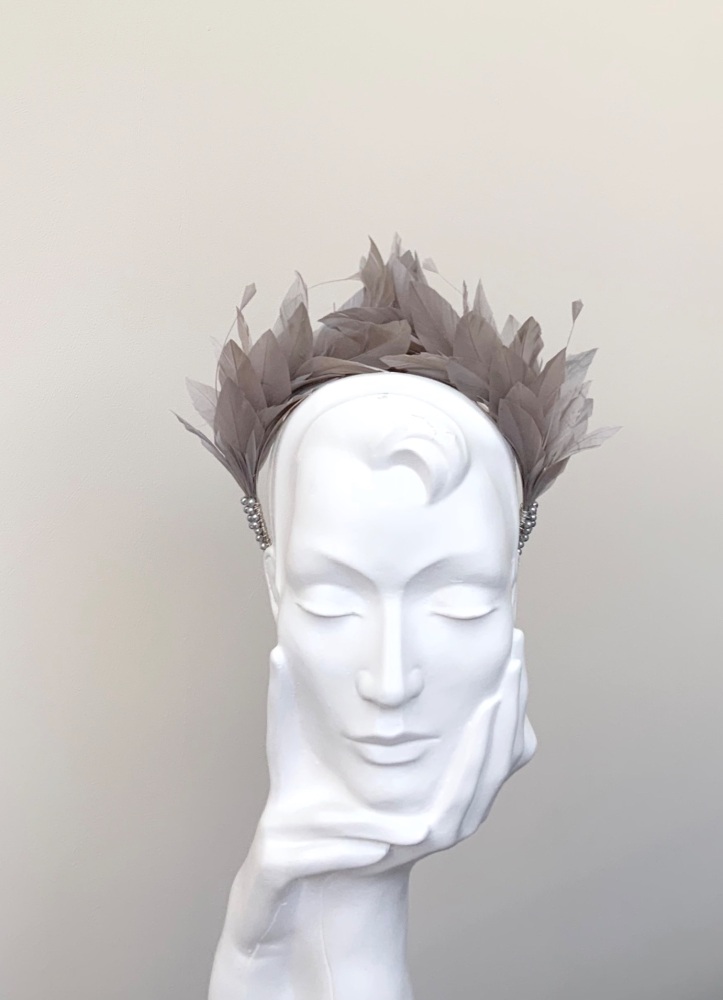 Grey Feather Halo Fascinator / Headpiece