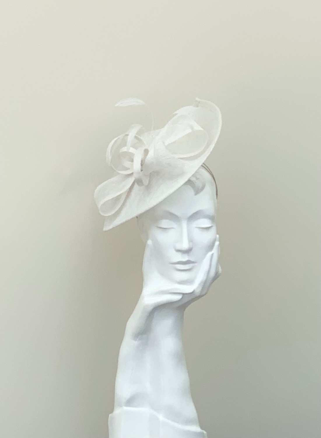 Off White Ivory Asymmetric Saucer Fascinator