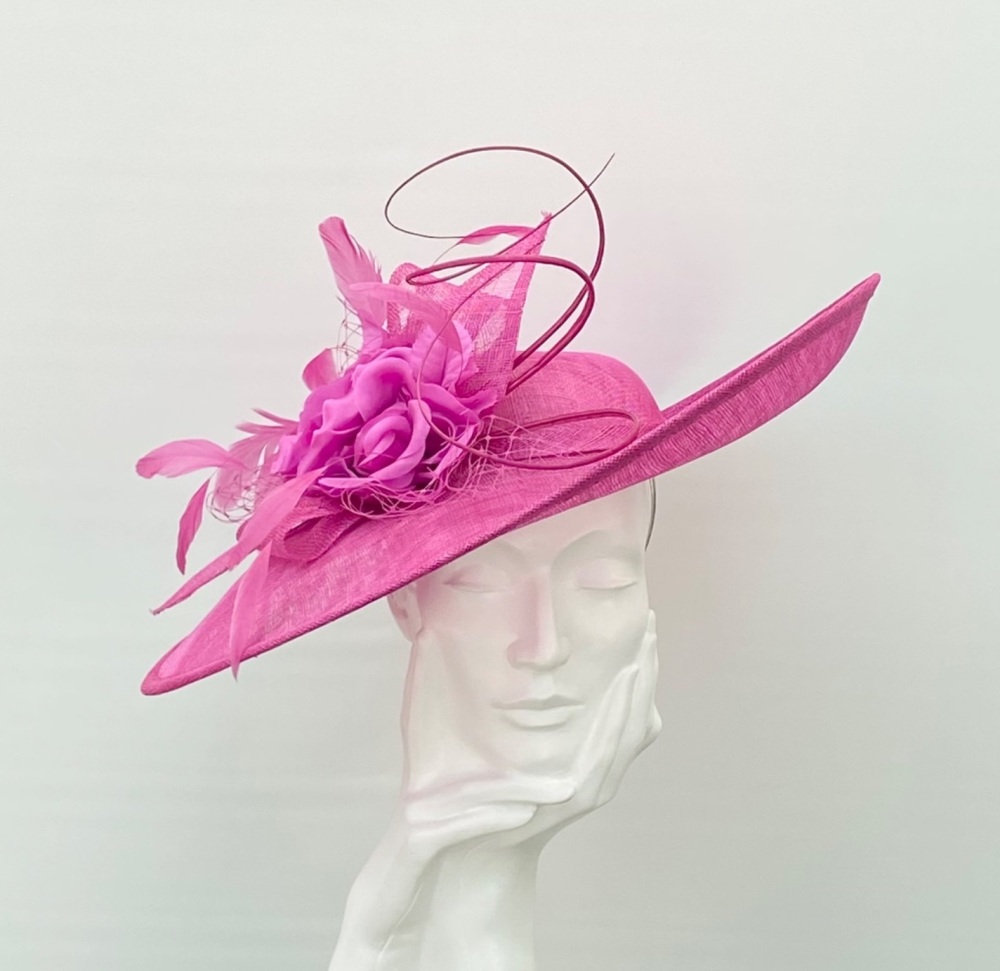 Fuschia Pink Floral Large Saucer Hatinator Hat