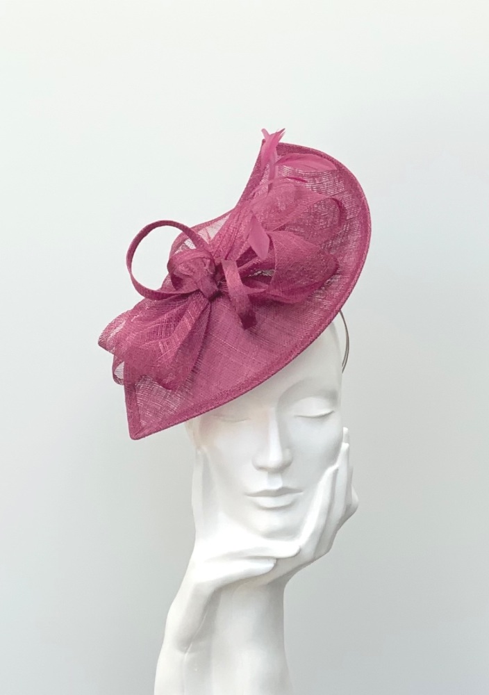 Damson Purple Pinky Purple Asymmetric Saucer Fascinator