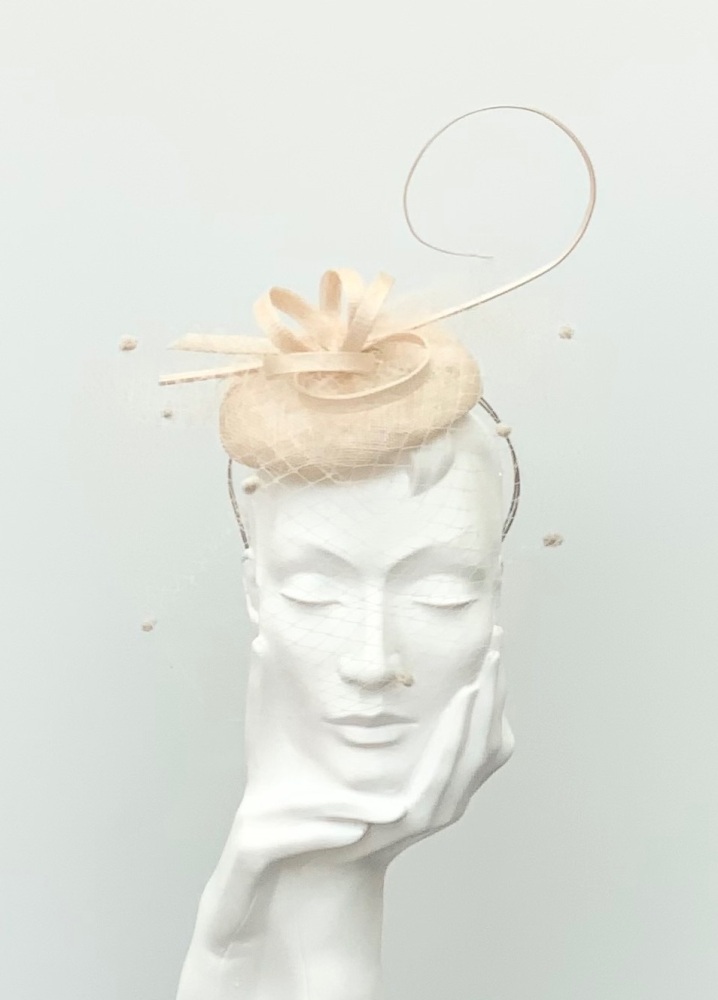 Palest Beige Veiled Button Fascinator