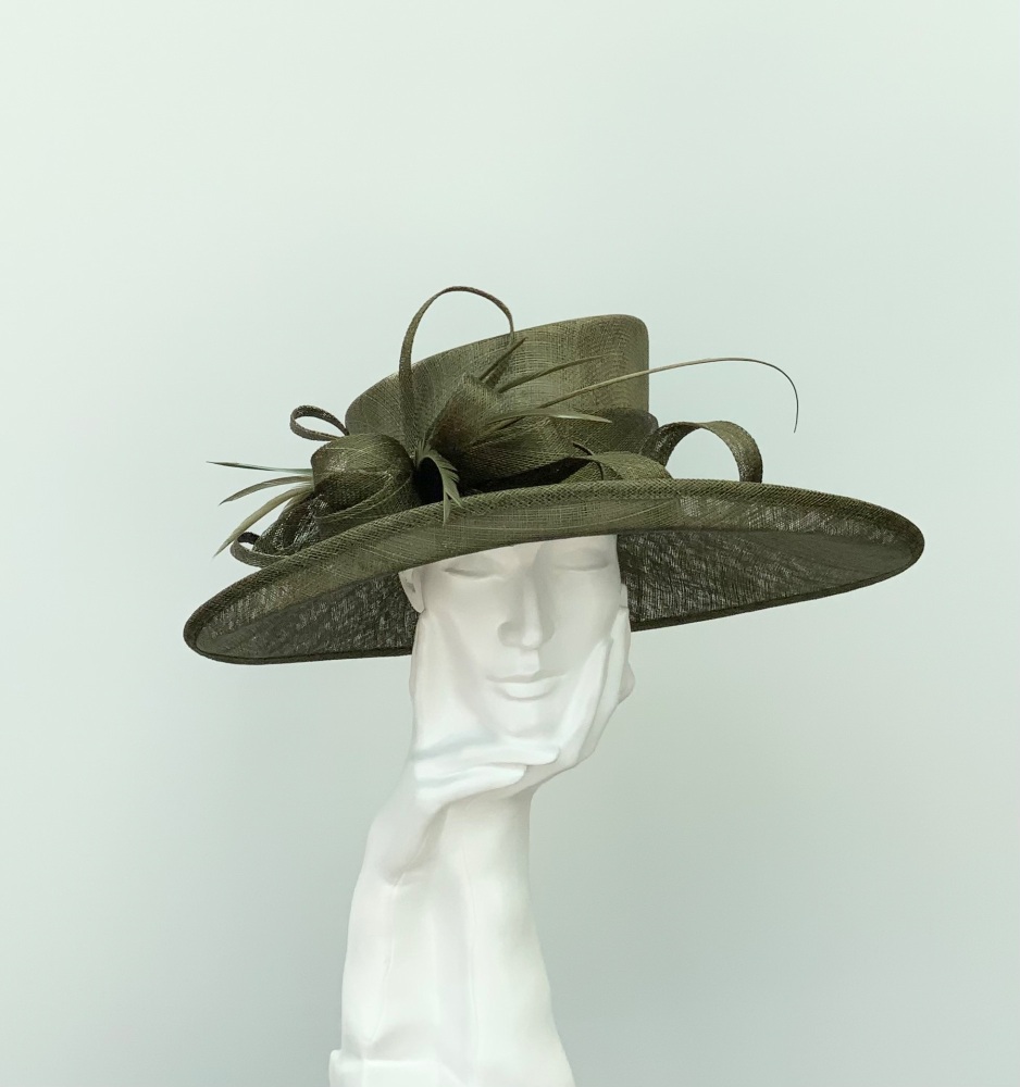 Dark Olive Green Wedding Occasion Hat