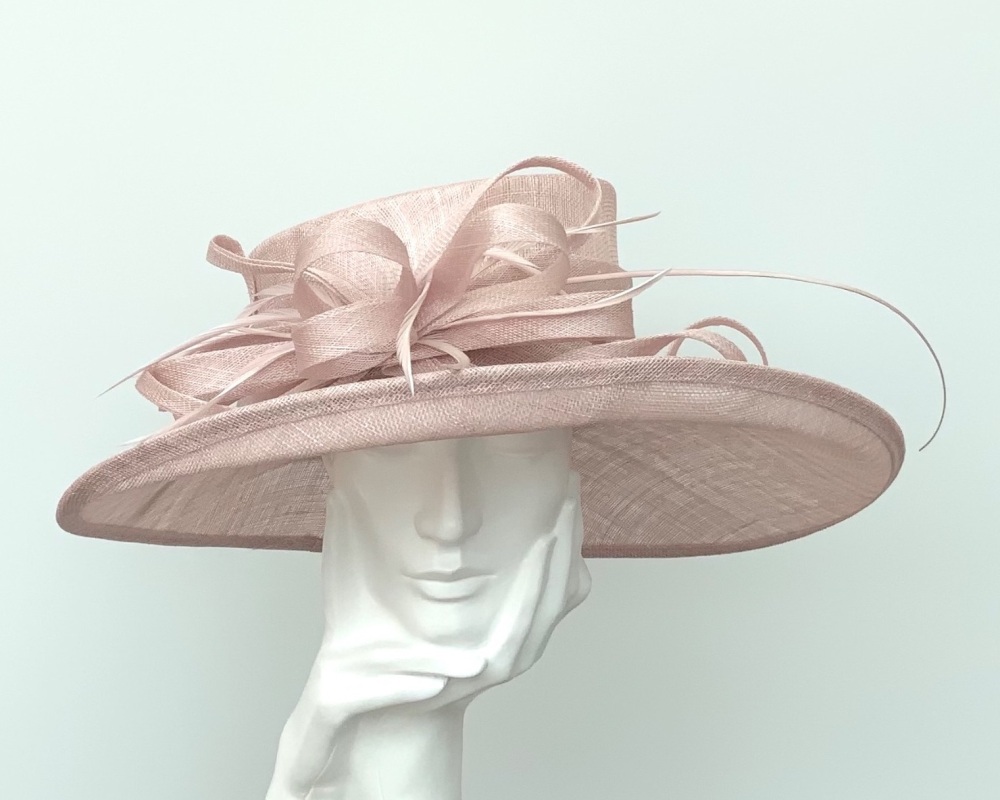 Nude Cameo Large Wedding Occasion Hat
