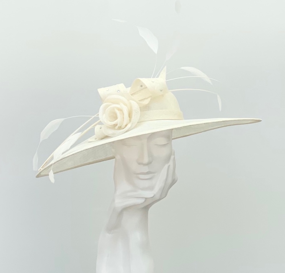 Cream Very Large Saucer Hatinator Hat