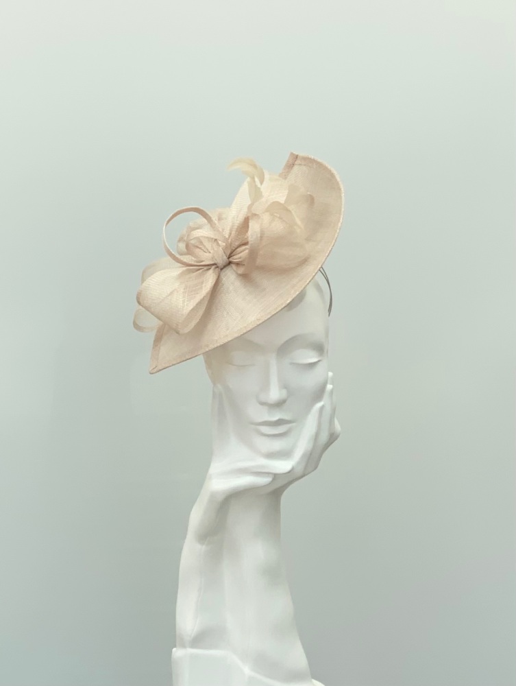 Beige Nude Asymmetric Saucer Fascinator