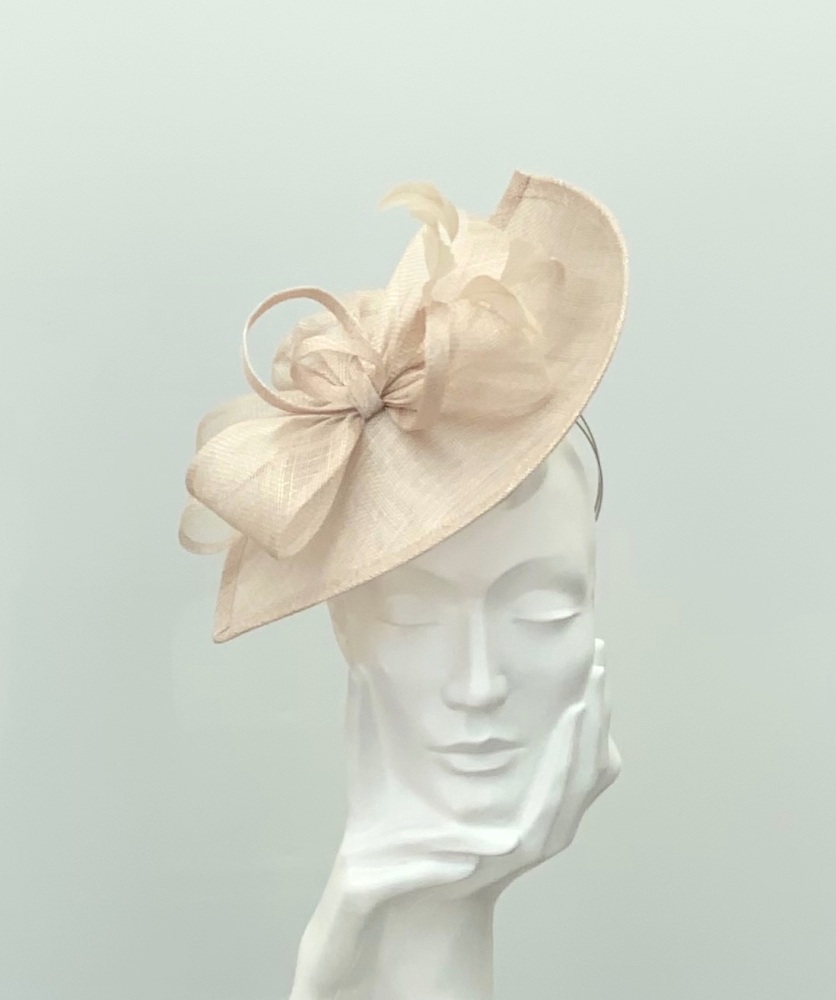 Beige Nude Asymmetric Saucer Fascinator