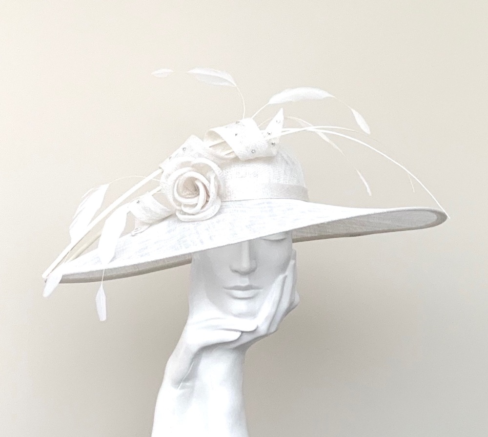 Off White Ivory Very Large Saucer Hatinator Hat