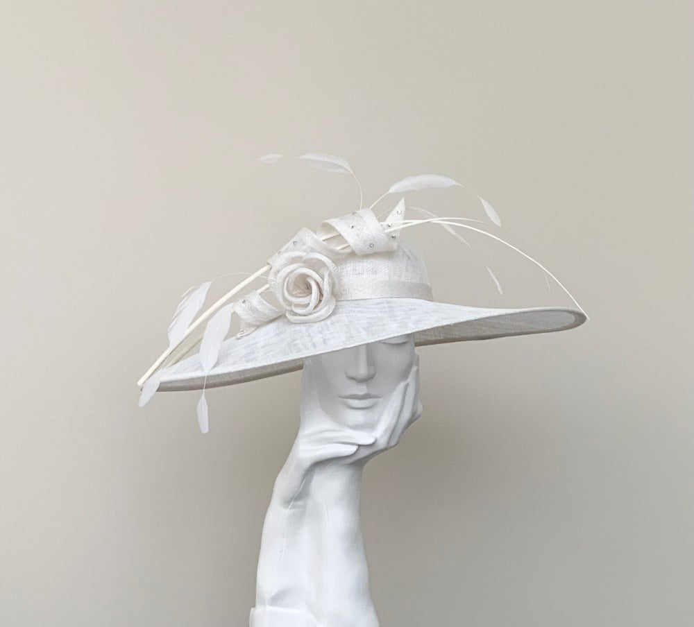 Off White Ivory Very Large Saucer Hatinator Hat